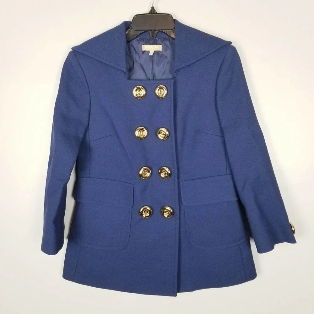 Michael Kors Collection, Italy, navy blue double breasted blazer jacket, size 4 - Picture 1 of 8